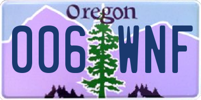 OR license plate 006WNF
