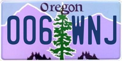 OR license plate 006WNJ