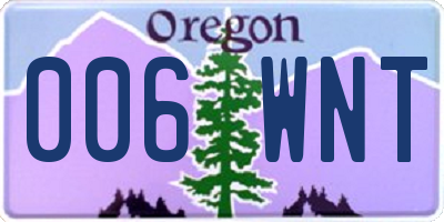 OR license plate 006WNT