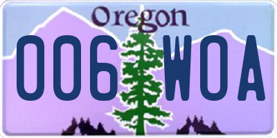 OR license plate 006WOA