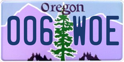 OR license plate 006WOE