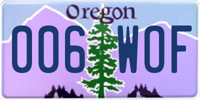 OR license plate 006WOF