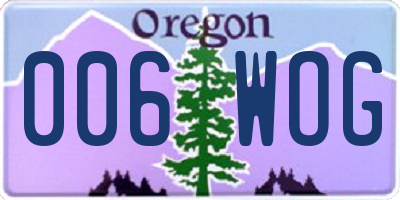 OR license plate 006WOG