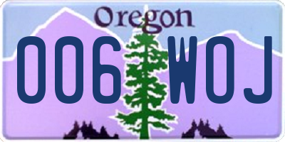 OR license plate 006WOJ
