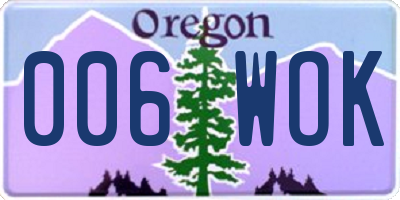 OR license plate 006WOK