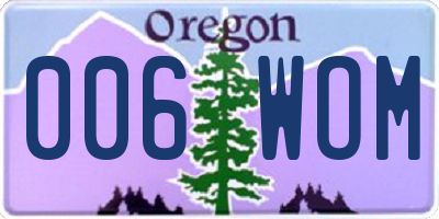 OR license plate 006WOM