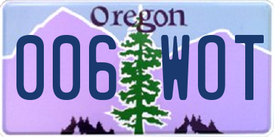 OR license plate 006WOT