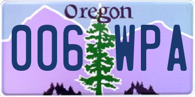 OR license plate 006WPA