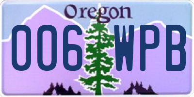 OR license plate 006WPB