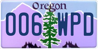 OR license plate 006WPD