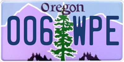 OR license plate 006WPE