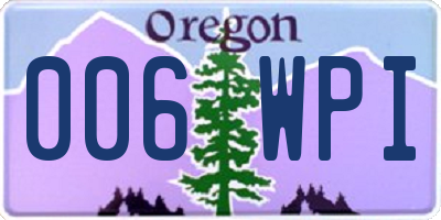 OR license plate 006WPI