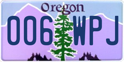 OR license plate 006WPJ