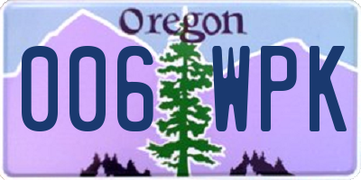 OR license plate 006WPK