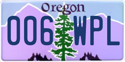 OR license plate 006WPL
