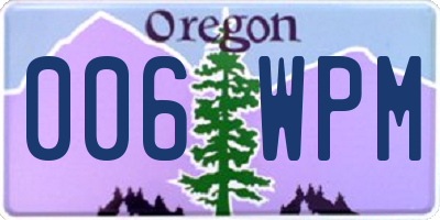OR license plate 006WPM