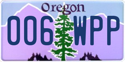 OR license plate 006WPP