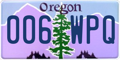 OR license plate 006WPQ