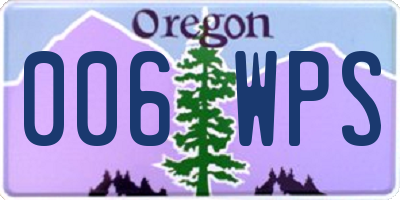 OR license plate 006WPS
