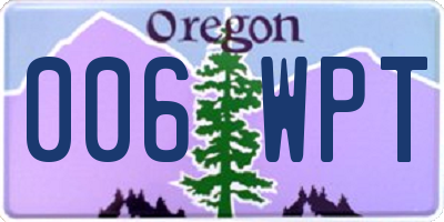 OR license plate 006WPT