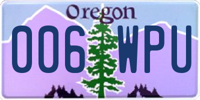 OR license plate 006WPU