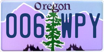 OR license plate 006WPY