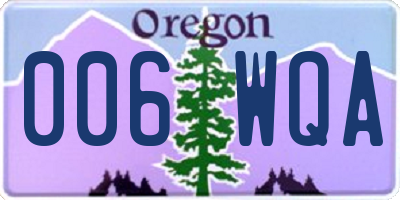 OR license plate 006WQA