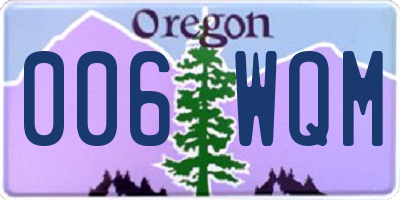 OR license plate 006WQM