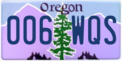OR license plate 006WQS