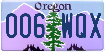 OR license plate 006WQX