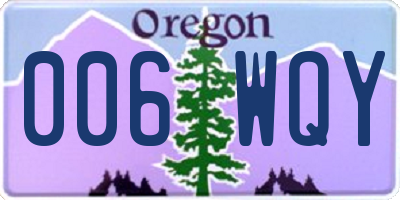 OR license plate 006WQY