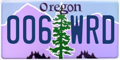 OR license plate 006WRD
