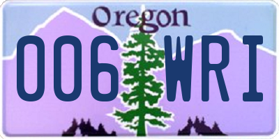 OR license plate 006WRI