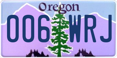 OR license plate 006WRJ