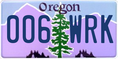 OR license plate 006WRK