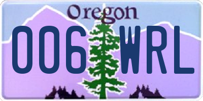 OR license plate 006WRL