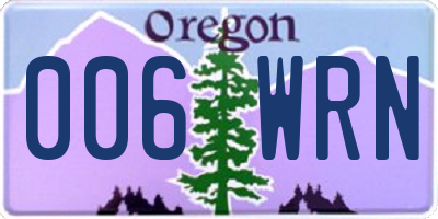 OR license plate 006WRN