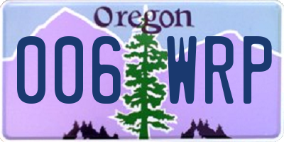 OR license plate 006WRP