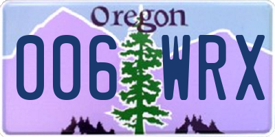 OR license plate 006WRX
