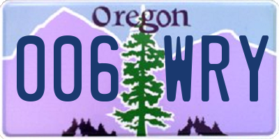 OR license plate 006WRY