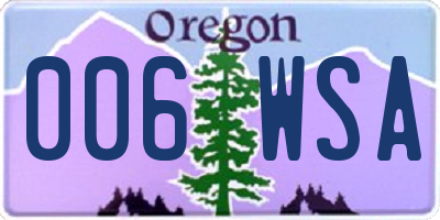 OR license plate 006WSA