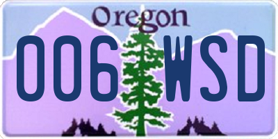 OR license plate 006WSD