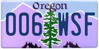 OR license plate 006WSF