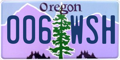 OR license plate 006WSH
