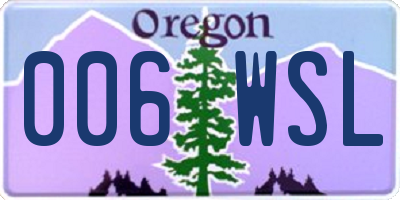 OR license plate 006WSL