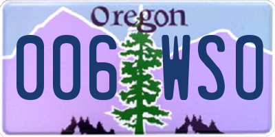 OR license plate 006WSO