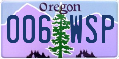 OR license plate 006WSP