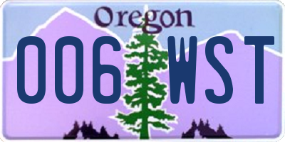 OR license plate 006WST