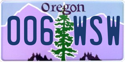 OR license plate 006WSW
