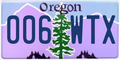 OR license plate 006WTX